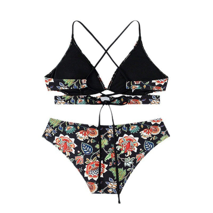 Dame Blomsterdesign Højtaljede Bikini Sæt Stilla