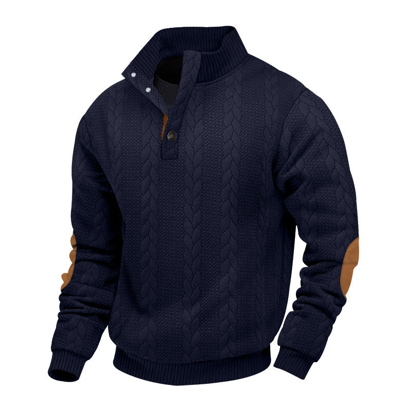 Herre strikket pullover med halvlukning og struktureret design Stilla