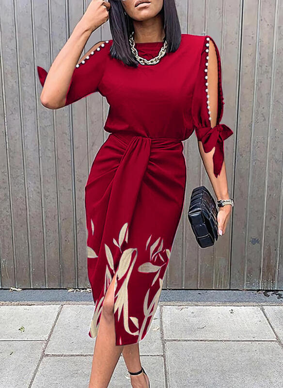 Elegant midi-kjole til kvinder med stilfulde cut-out-ærmer Stilla