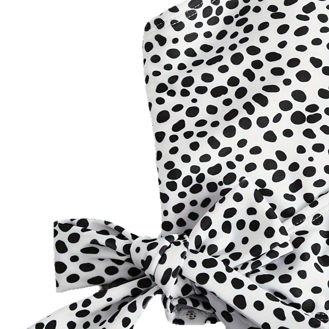 Dame indpakket bikini sæt med høj talje og elegante polka prikker Skovae