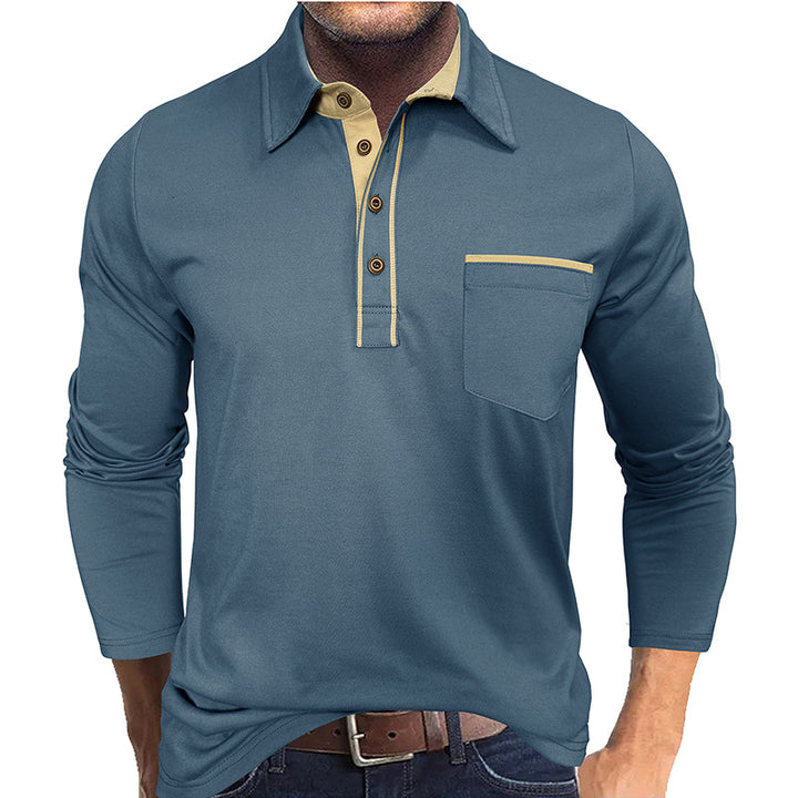 Herre Langærmet Poloshirt med moderne krave Stilla