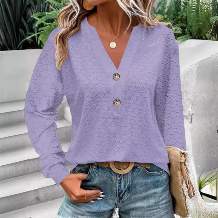 Damebluse med knaphulsdetaljer Stilla