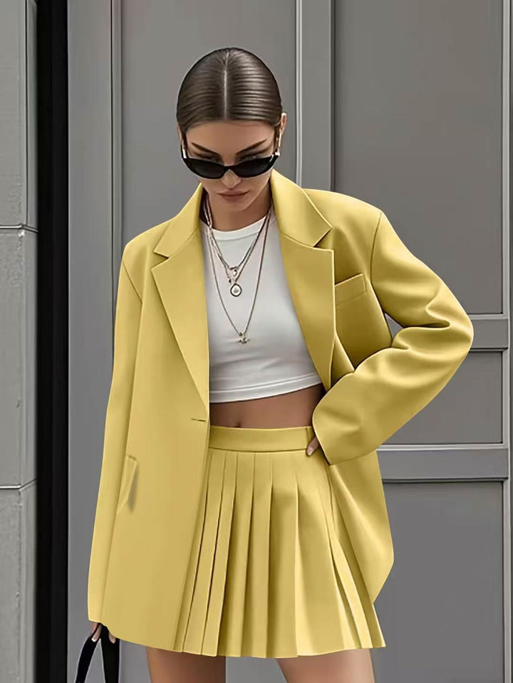 Dame Oversized Blazer med plisseret Nederdel Stilla