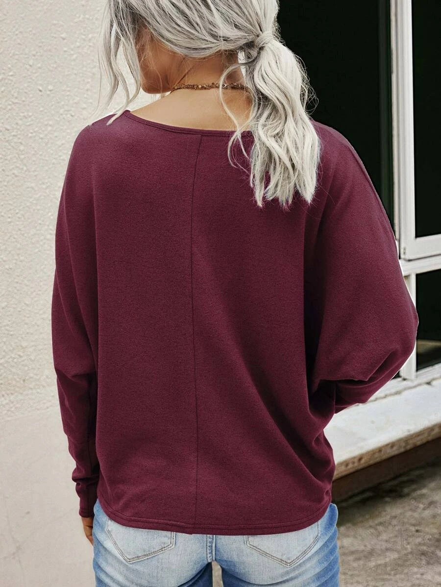 Stilla | Afslappet Langærmet Rund Hals Top Bluse
