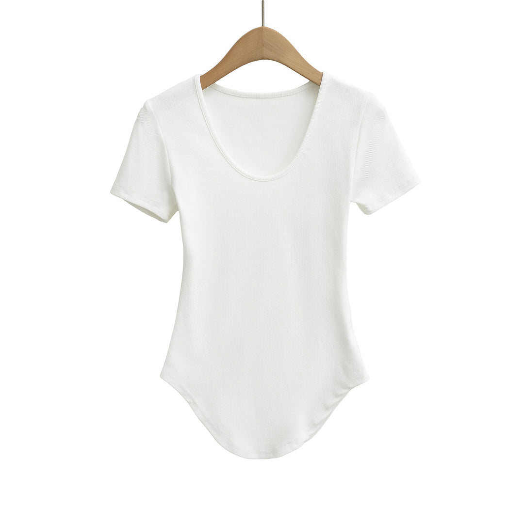 Dame figurtilpasset bodysuit med blødt ribmateriale og elegant rund halsudskæring Stilla