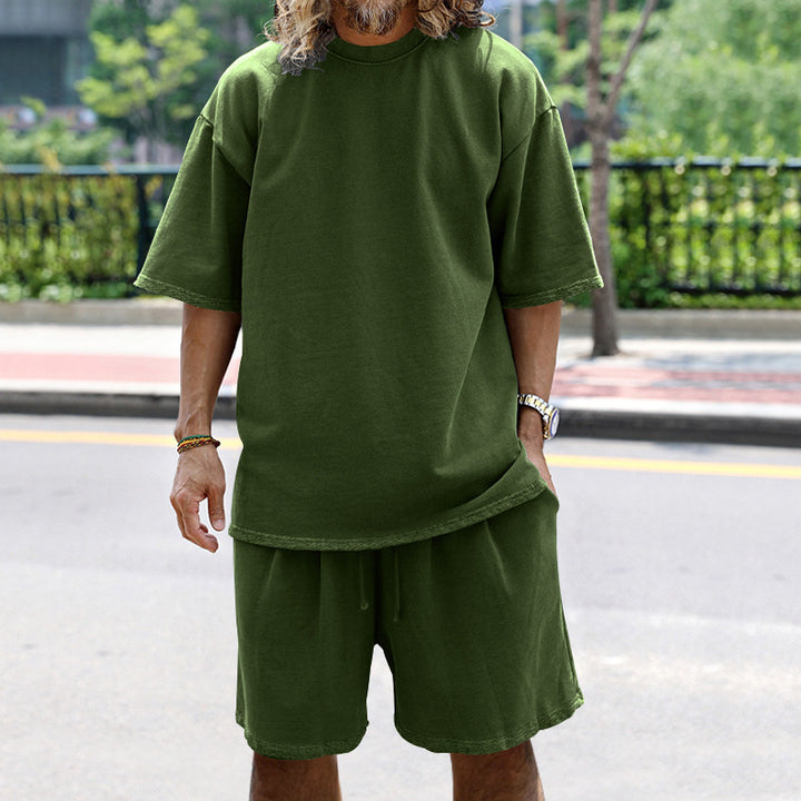 Herrer afslappet kortærmet T-shirt med behagelige sweatshorts Stilla