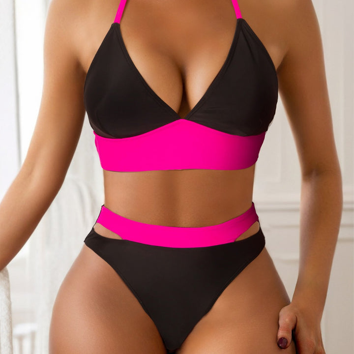 Dame Triangel-Bikini-Sæt med moderne kontrastdesign og smalle stropper Stilla