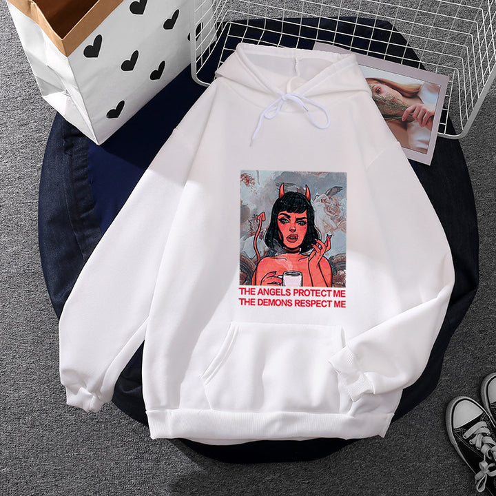 Kvindernes hoodie med kreativt grafisk print Stilla