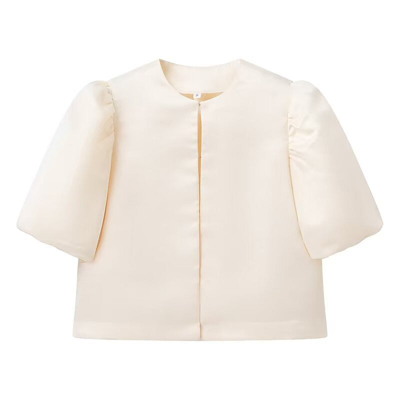 Dame stilfuld bluse med puffærmer Skovae