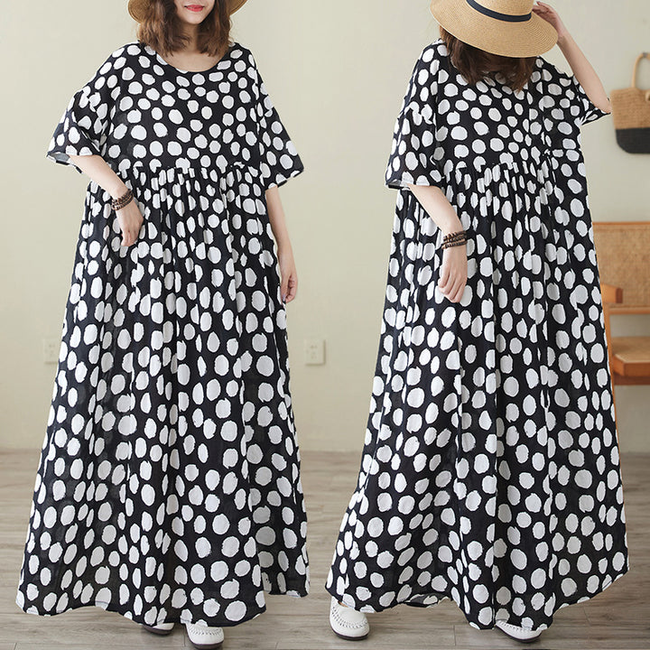 Femme Plus Size Floral Maxi Kjole med Flared Ærmer Stilla