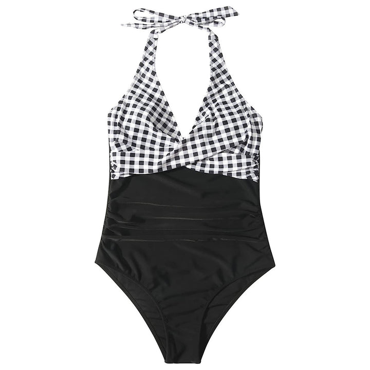 Dame one-piece badedragt med floral indpakningsdesign og justerbare stropper Skovae