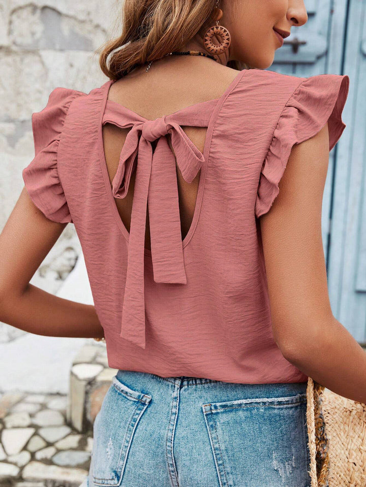 Damer Elegant Bluse shirt med Volangærmer og Rygsnøring Stilla