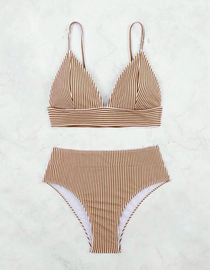 Kvinder stribet høj taljet bikini sæt Stilla