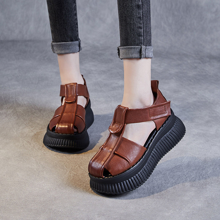 Dame Chunky Platform Open-Toe Sandaler med justerbar rem Stilla