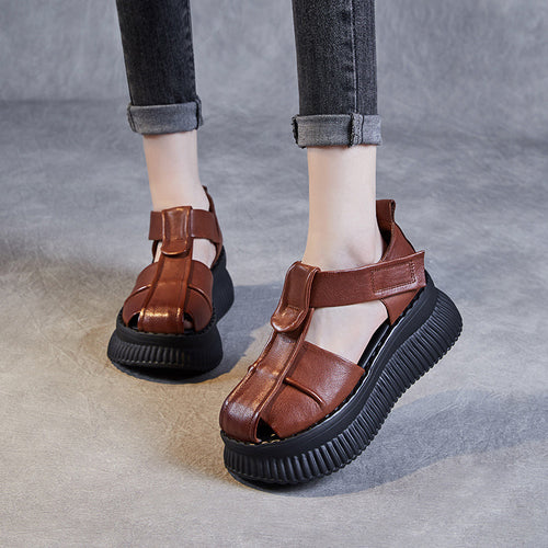 Dame Chunky Platform Open-Toe Sandaler med justerbar rem Stilla