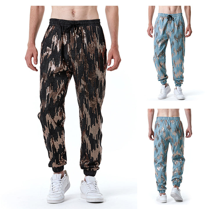 Herrer Trendy Paillet-detalje Joggingbuks Stilla