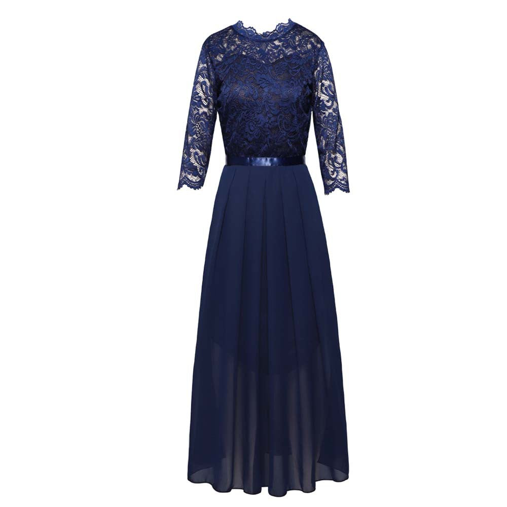 Dame Elegant spidskjole med flydende chiffon nederdel Stilla