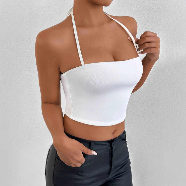 Dame Crop-top med krydsede stropper og tætsiddende snit Skovae