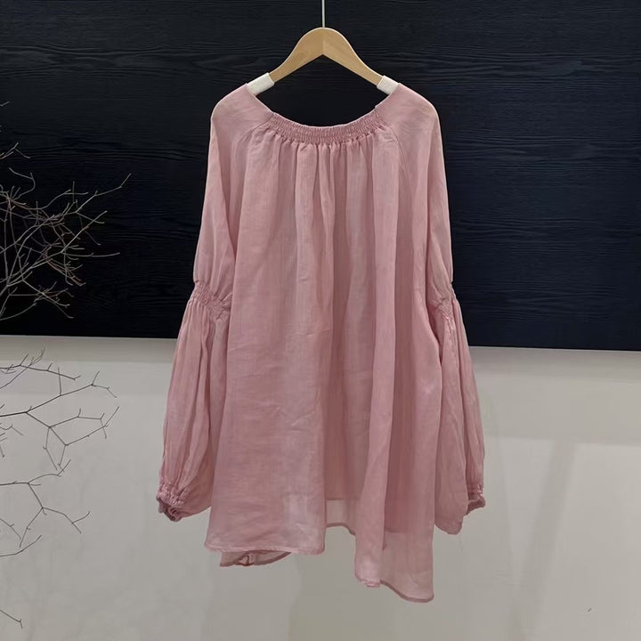 Femme Let Flydende Tunika-Bluse med Ballonærmer Stilla