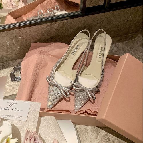 Kvinder Elegante Strass-Glitter Slingback Hæle Stilla