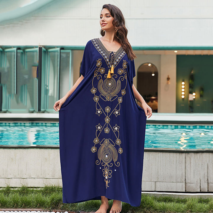 Damer Elegant Kaftan med kunstneriske Applikationer Stilla