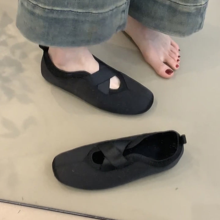 Dame Lettere Ballerinaer med Krydsede Remdesign Stilla