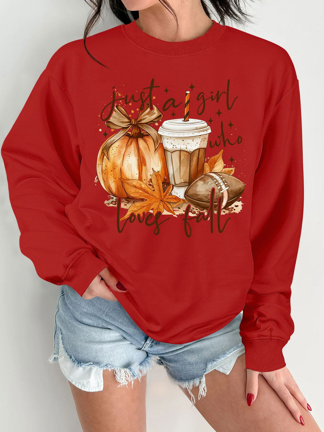 Kvinders sweatshirt med efterårsmotiv og inspirerende print Stilla