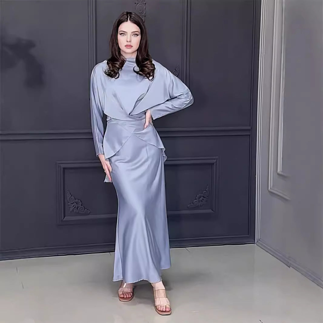 Elegant satin indpakning maxi kjole til damer Stilla