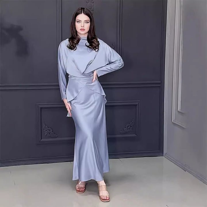 Elegant satin indpakning maxi kjole til damer Stilla