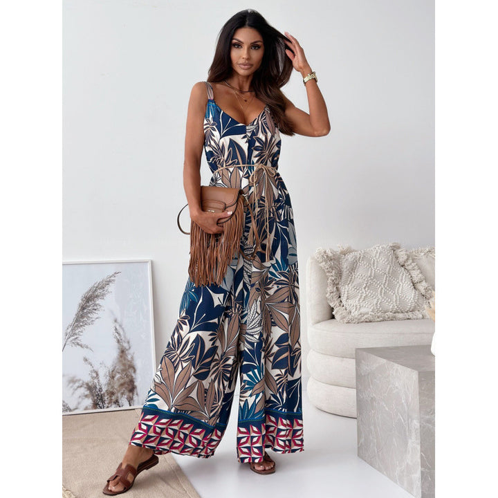 Dame Floral Print Maxi-Overall med Taljebælte Stilla