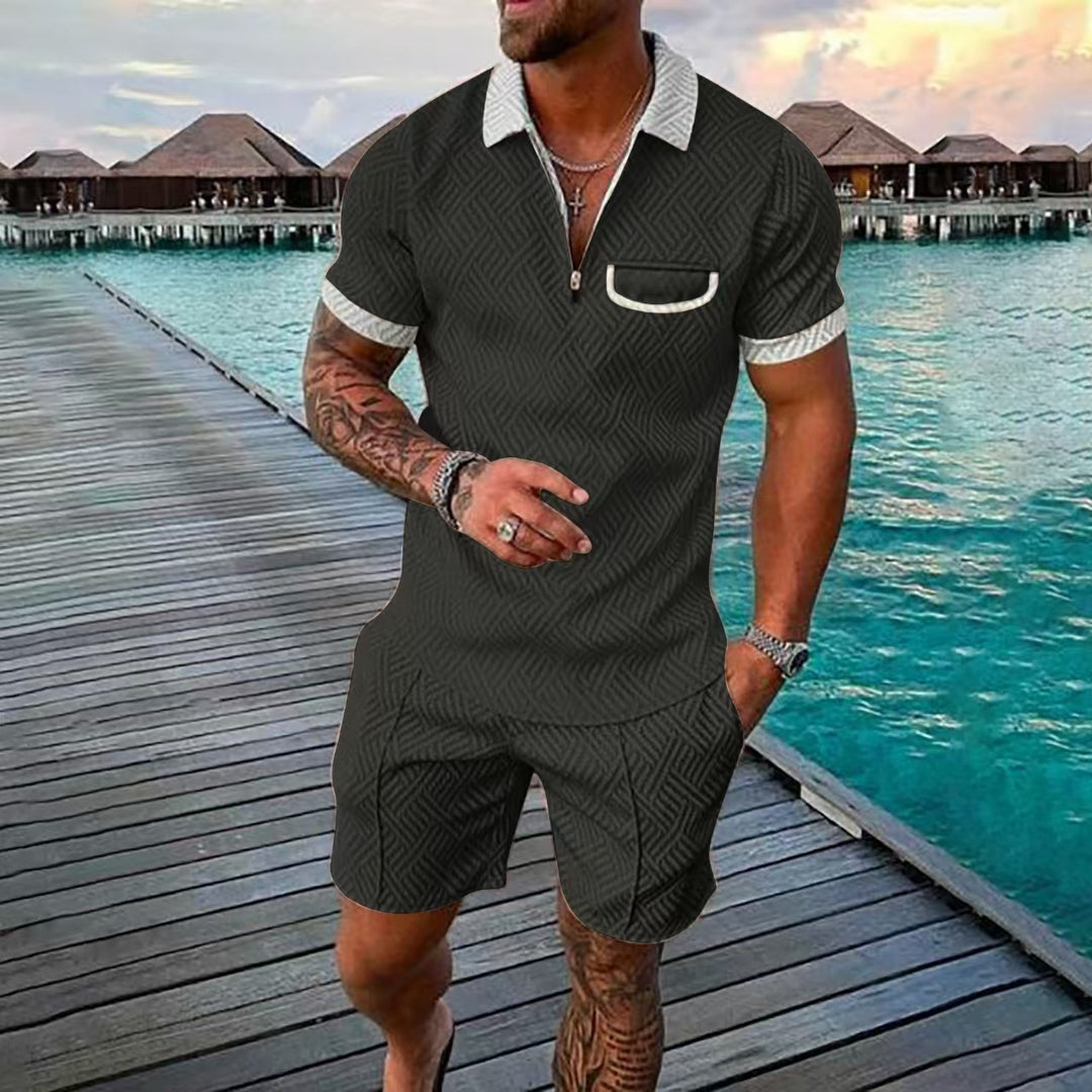 Herrer Kortærmet-Mønster Polo og Shorts Sæt Stilla