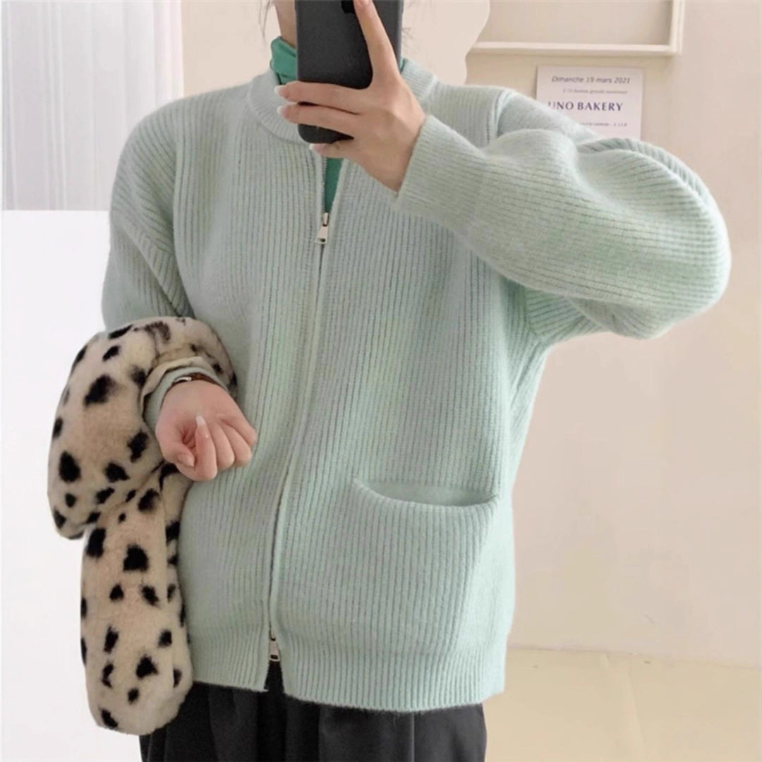 Damer Cozy Knit Cardigan med Høj Krave Stilla