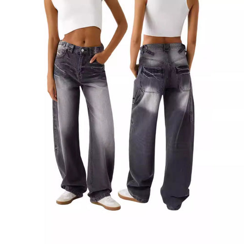 Dame jeans med bredt skåret ben Stilla