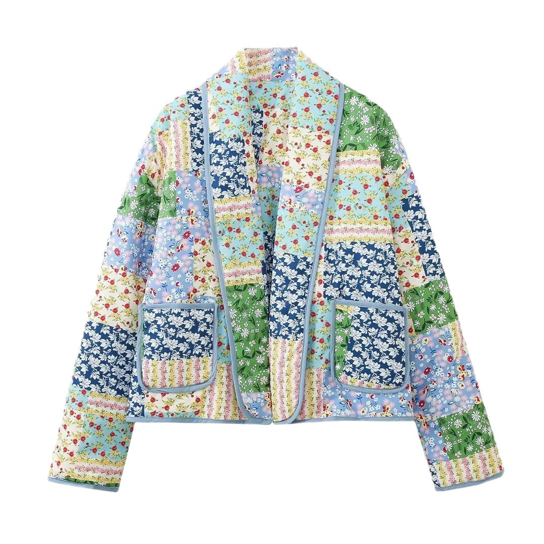Kvinders patchwork kimonojakke i romantisk design med praktiske lommer Stilla