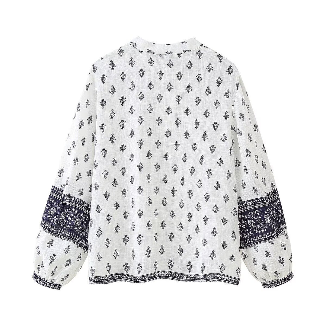 Femme Elegante Trykt Button-Up Bluse Stilla