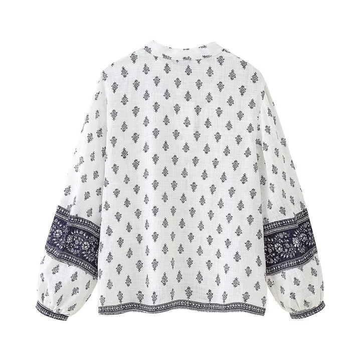 Femme Elegante Trykt Button-Up Bluse Stilla