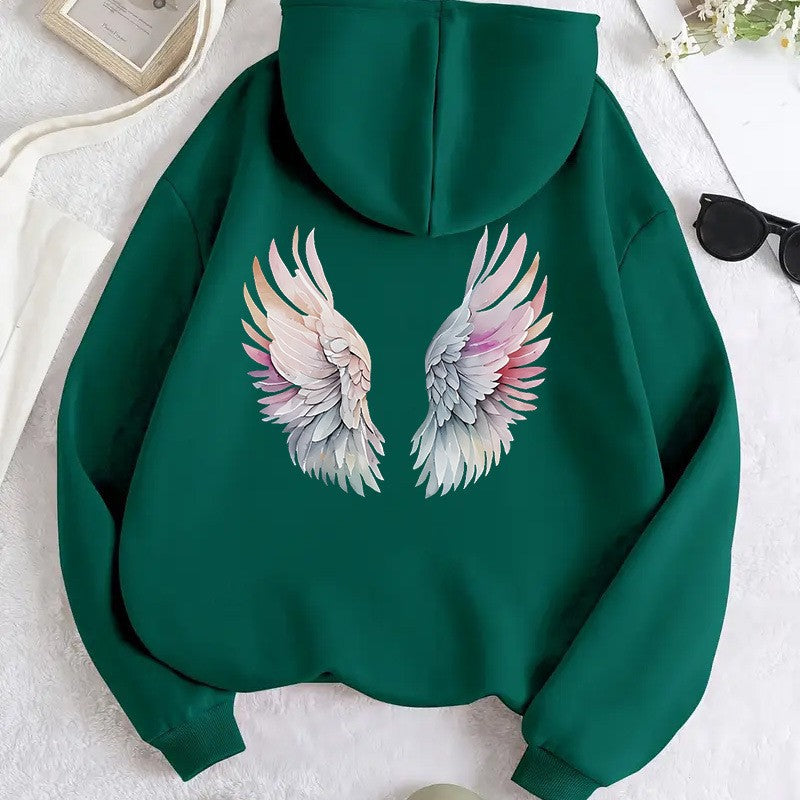 Kvinders hoodie med stilfuldt englevinge-design Skovae