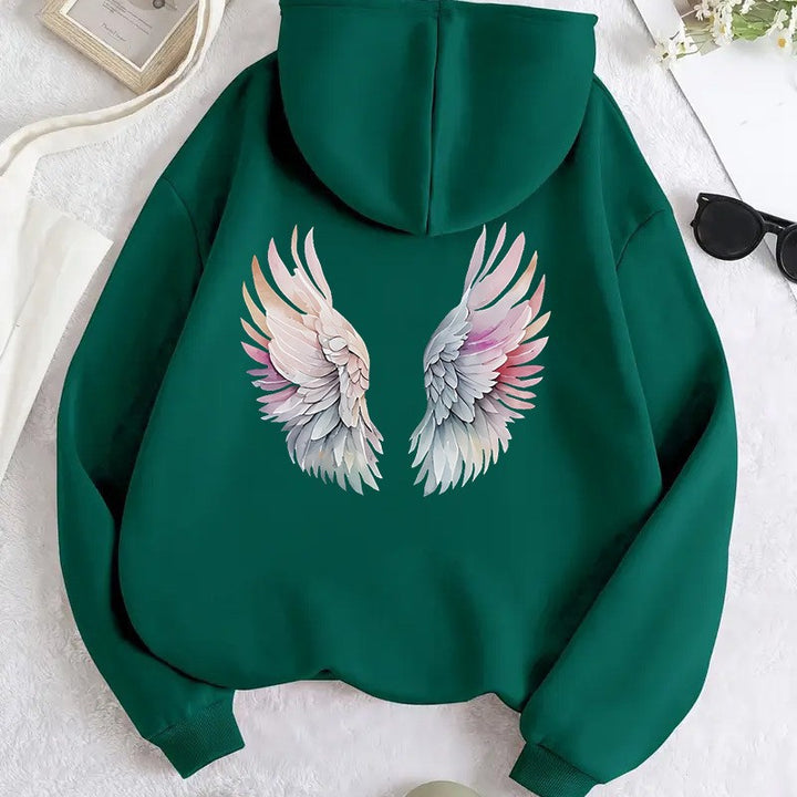 Kvinders hoodie med stilfuldt englevinge-design Skovae