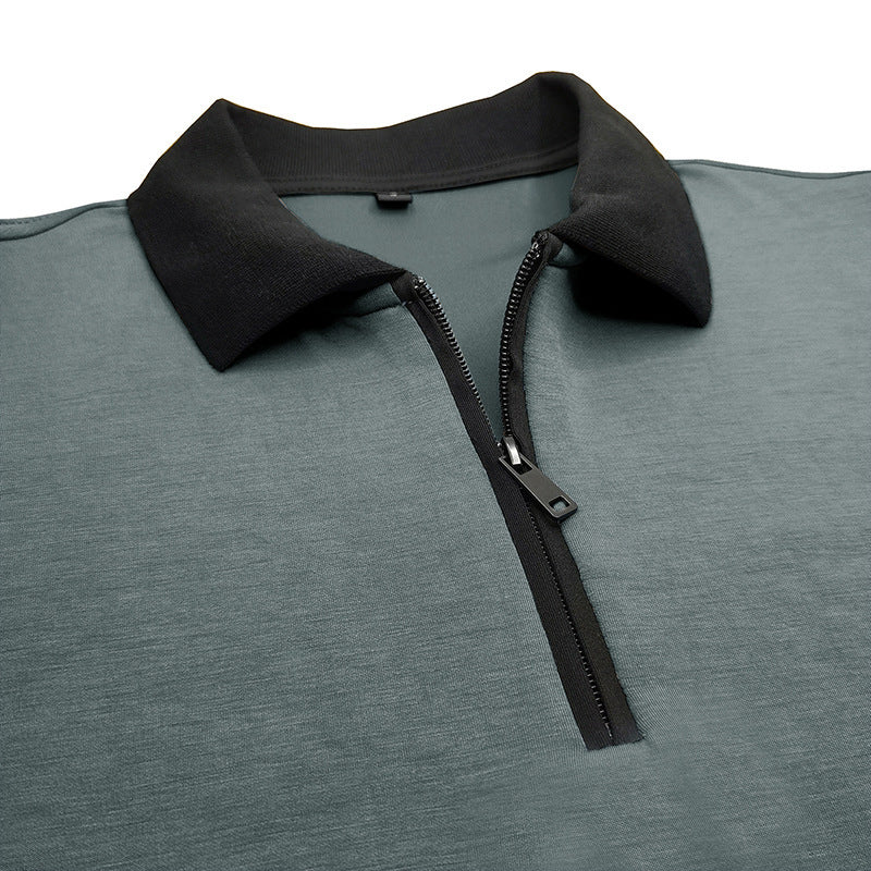 Herrer Kortærmet Poloshirt med Lynlås og Kontrastkrave Stilla