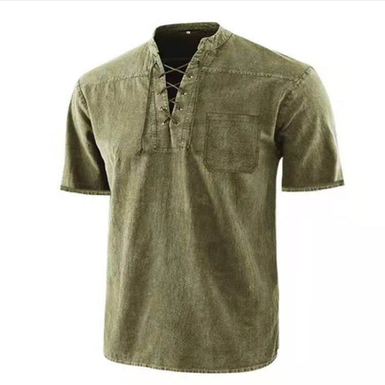 Herrer Casual Kortærmet Pullover med snøring Stilla