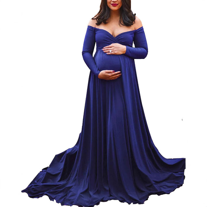 Kvinder Off-Shoulder Graviditet Flydende Kjole Stilla
