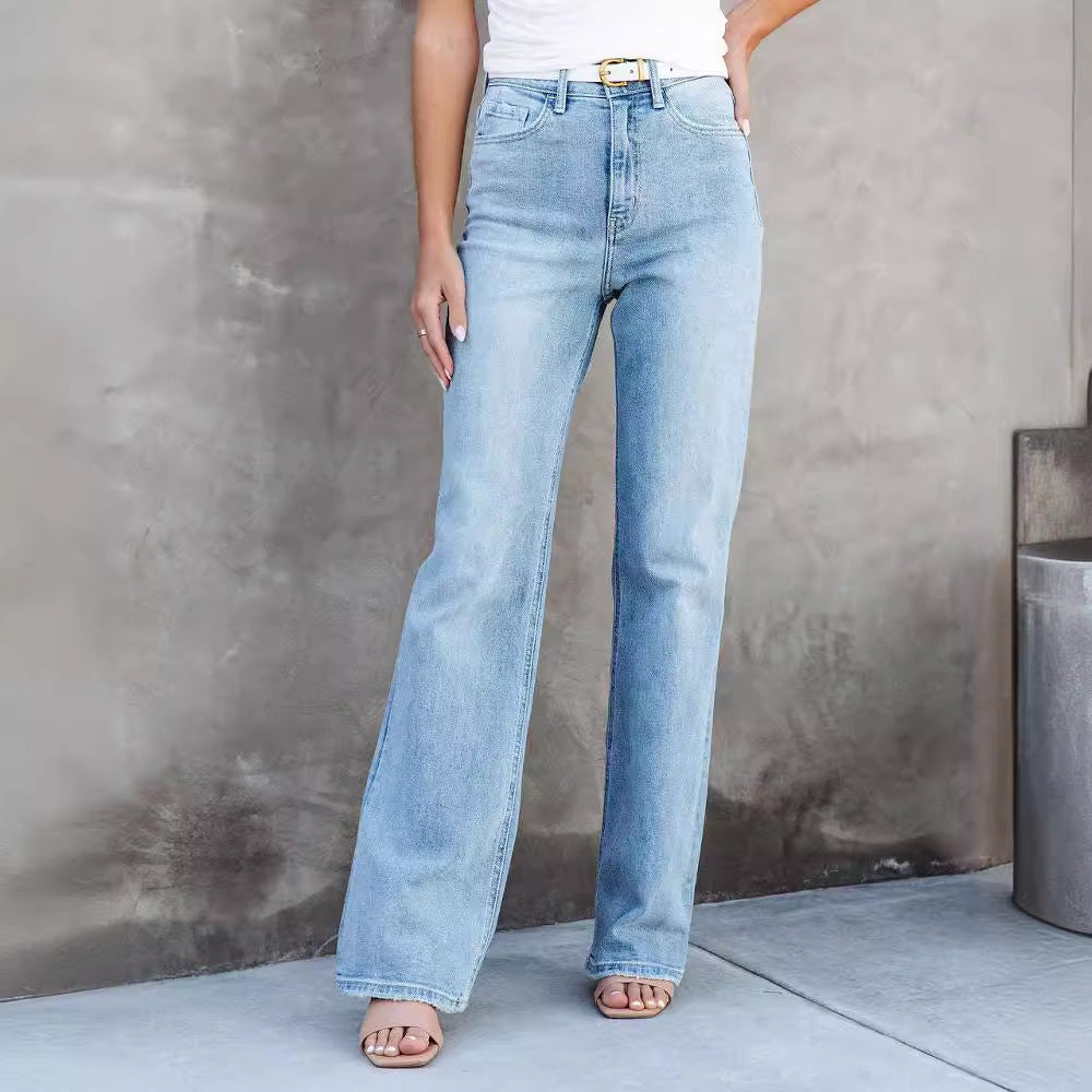 Dame High-Waist Bootcut Jeans med raffineret vask og behagelig pasform Stilla