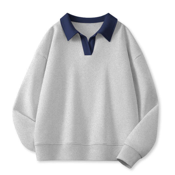 Femme Stilfuld V-Udsnit Fleece Pullover Sweatshirt Stilla