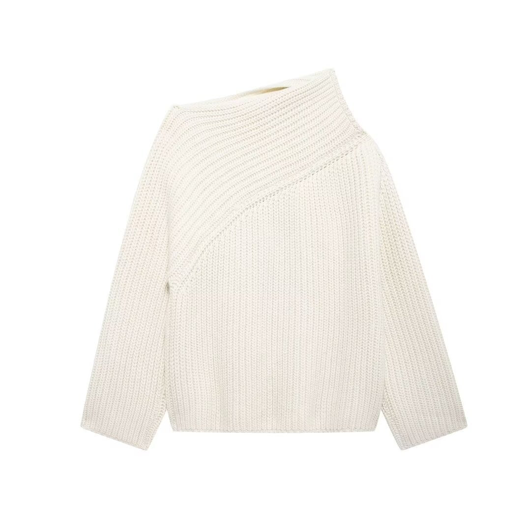 Femme Chunky Strik Asymmetrisk Pullover Stilla