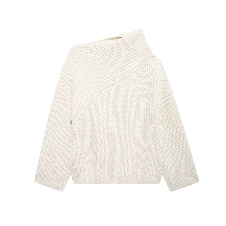 Femme Chunky Strik Asymmetrisk Pullover Stilla