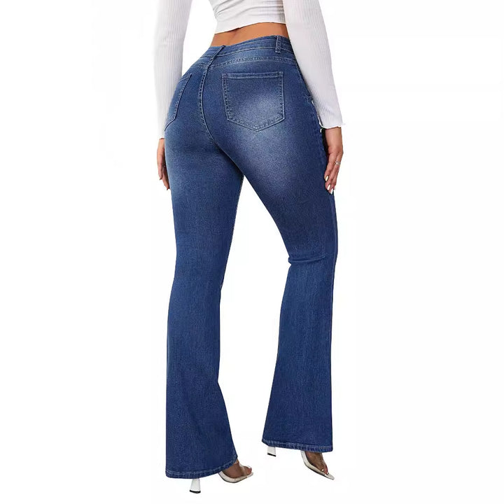 Dame udvidede jeans med høj talje og komfortabel pasform Skovae
