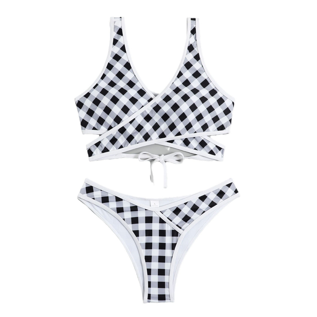 Kvinder Gingham Print Cut-Out Bikini Sæt Stilla