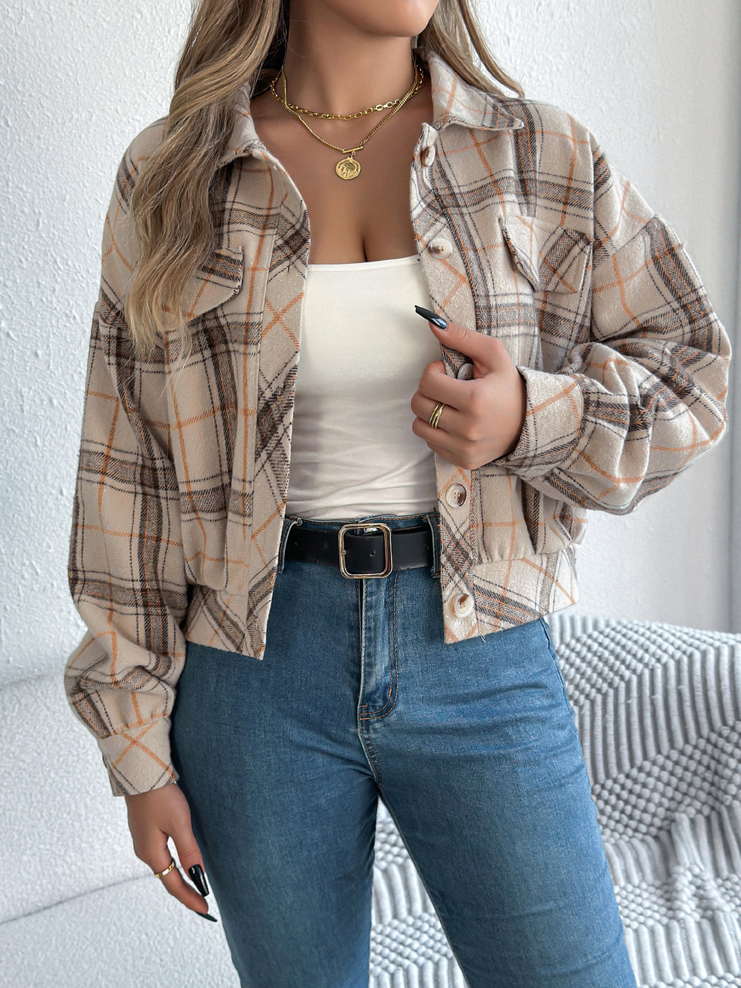 Damer Mønstret Flaneljakke i afslappet Oversized-stil Stilla