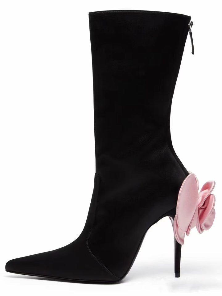 Dame elegante Stiletto-støvler med blomsteraccent Stilla