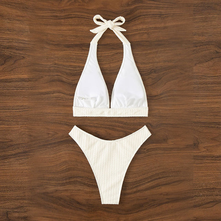 Dame Triangel-Bikini top med justerbare ringdetaljer og høj talje Stilla
